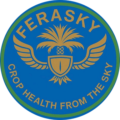 FeraSky badge, tagline CROP HEALTH FROM THE SKY